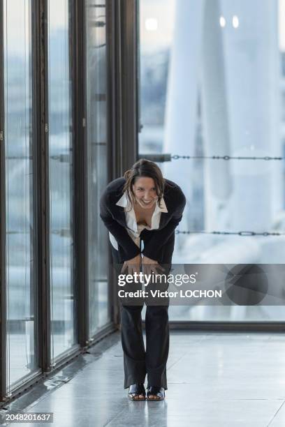 Fashion designer Alice Vaillant walks the runway during the Vaillant Ready to Wear Fall/Winter 2024-2025 fashion show as part of the Paris Fashion...