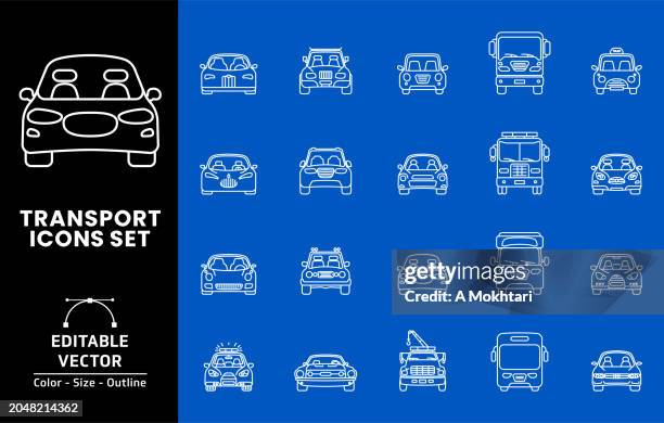 stockillustraties, clipart, cartoons en iconen met transport vehicle icons set. - klassieke auto