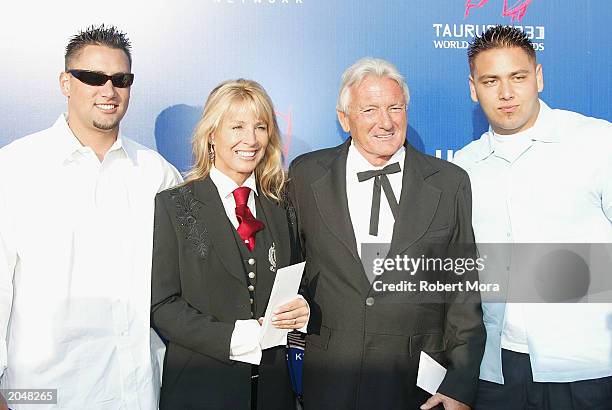 Stuntman Terry Leonard with wife Terri and sons, Malosi and Matt, attend the 3rd Annual Taurus World Stunt Awards at Paramount Studios June 1, 2003...