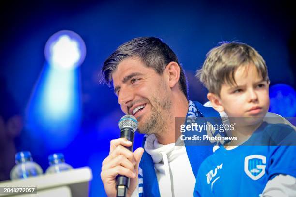 Thibaut Courtois goalkeeper of Real Madrid during the Jupiler Pro League match between KRC Genk and Club Brugge on March 3, 2024 in Genk, Belgium,
