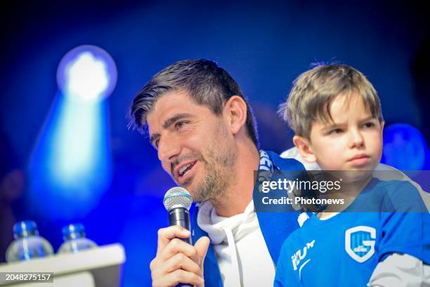 Thibaut Courtois goalkeeper of Real Madrid during the Jupiler Pro League match between KRC Genk and Club Brugge on March 3, 2024 in Genk, Belgium,