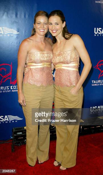 Actress Jennifer Garner and her stunt double Shanna Duggins attends arrivals to the after party for the 3rd Annual Taurus World Stunt Awards at...