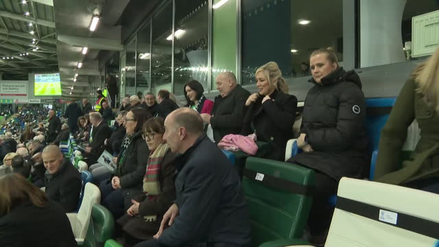 GBR: FM Michelle O'Neill attends her first football game at Windsor Park football stadium