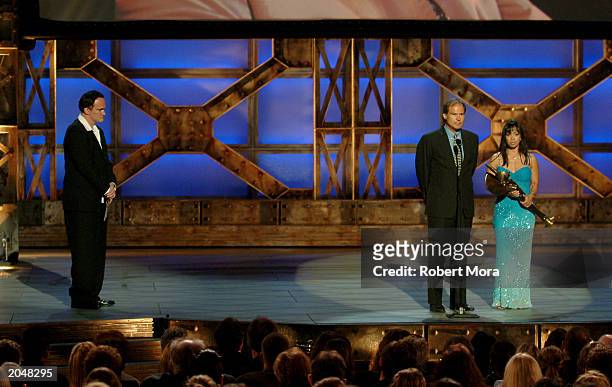 Director Quentin Tarantino presents the "Best Overall Stunt by a Man" award to stuntman Harry O'Connor on stage during the 3rd Annual Taurus World...