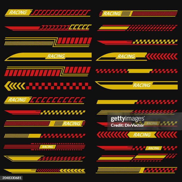 sports racing stripes vector set - decal stock illustrations