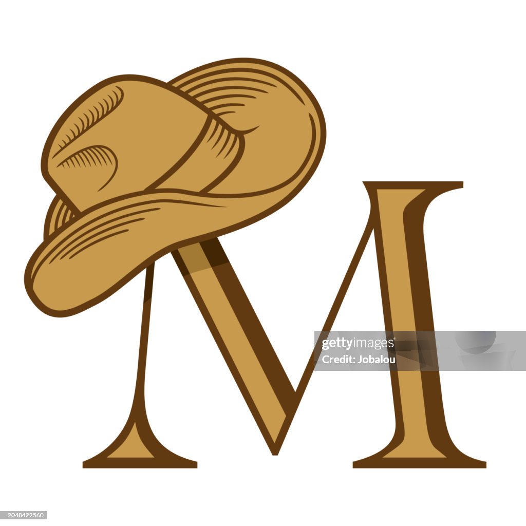 Cowboy Hat Over Golden Letter "M"