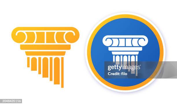 column pedestal legal law firm line icon symbol - law logo stock illustrations