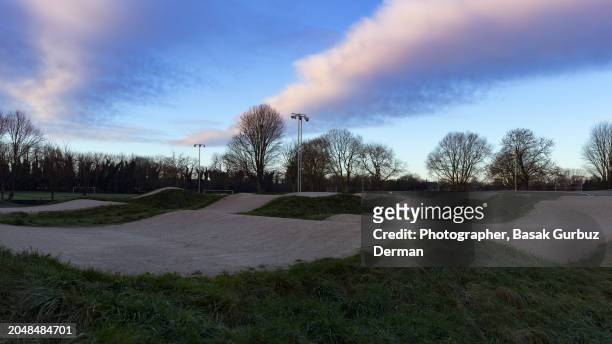 an empty bicycle motocross track - london olympic park stock pictures, royalty-free photos & images
