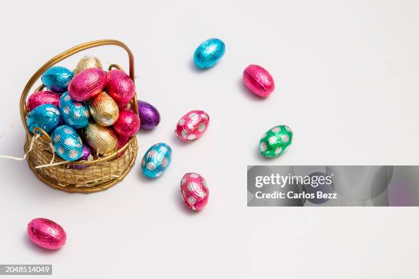 mini easter eggs - wrapped candy stock pictures, royalty-free photos & images