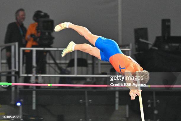 Sven Jansons of the Netherlands competing in the Men's Pole Vault Heptathlon during Day 3 of the World Athletics Indoor Championships Glasgow 2024 at...