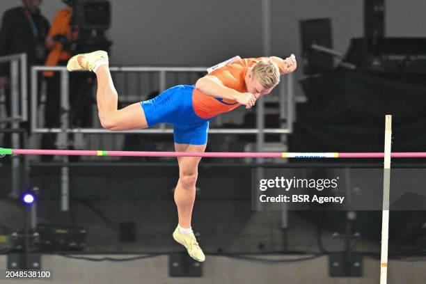 Sven Jansons of the Netherlands competing in the Men's Pole Vault Heptathlon during Day 3 of the World Athletics Indoor Championships Glasgow 2024 at...
