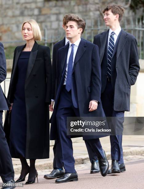 Prince Achileas-Andreas of Greece and Denmark and Princess Maria Olympia of Greece and Denmark attends the Thanksgiving Service for King Constantine...