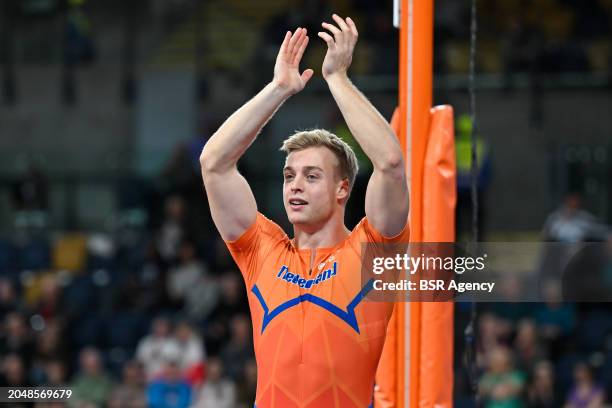 Sven Jansons of the Netherlands reacts after competing in the Men's Pole Vault Heptathlon during Day 3 of the World Athletics Indoor Championships...