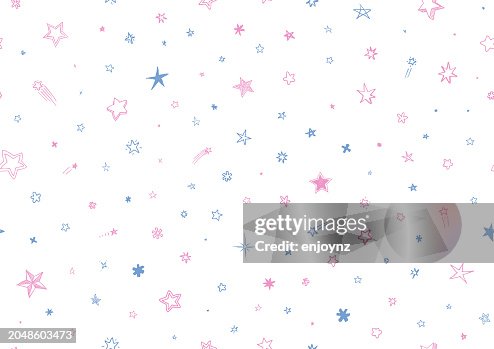 Fun blue and pink seamless star doodles and sketches Fun blue and pink seamless star doodles and sketches