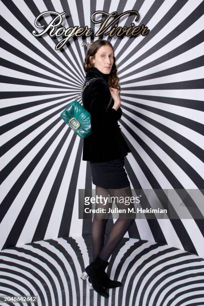 Anna Cleveland attends "VIVIER OP-TICAL" - Roger Vivier Presentation as part of Paris Fashion Week on February 29, 2024 in Paris, France.