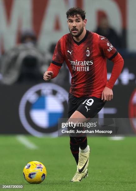 Theo Hernandez of AC Milan during the Serie A TIM match between AC Milan and Atalanta BC at Stadio Giuseppe Meazza on February 25, 2024 in Milan,...