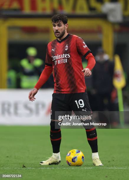 Theo Hernandez of AC Milan during the Serie A TIM match between AC Milan and Atalanta BC at Stadio Giuseppe Meazza on February 25, 2024 in Milan,...