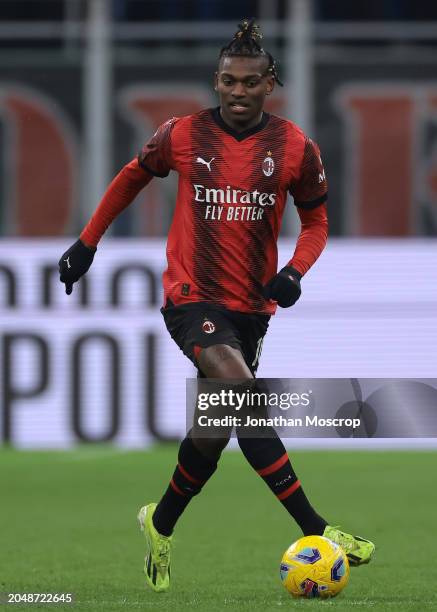 Rafael Leao of AC Milan during the Serie A TIM match between AC Milan and Atalanta BC at Stadio Giuseppe Meazza on February 25, 2024 in Milan, Italy.