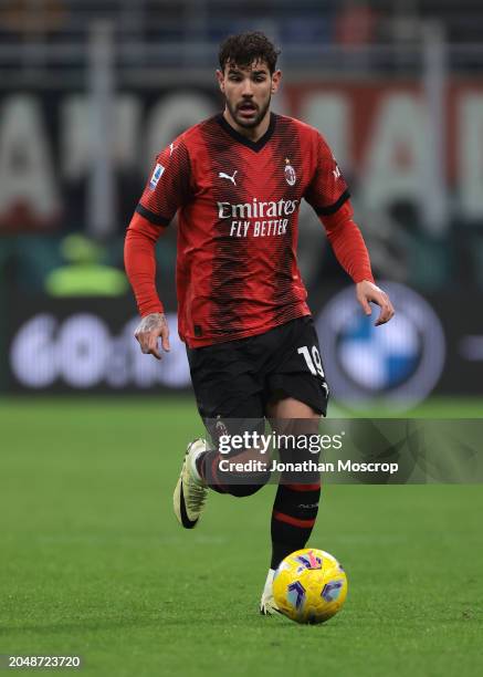 Theo Hernandez of AC Milan during the Serie A TIM match between AC Milan and Atalanta BC at Stadio Giuseppe Meazza on February 25, 2024 in Milan,...