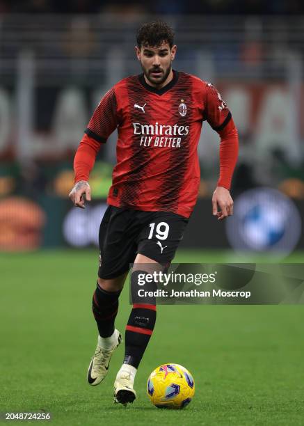 Theo Hernandez of AC Milan during the Serie A TIM match between AC Milan and Atalanta BC at Stadio Giuseppe Meazza on February 25, 2024 in Milan,...