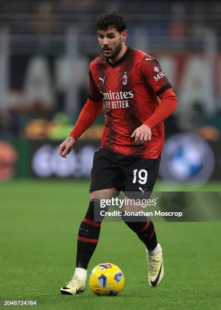 Theo Hernandez of AC Milan during the Serie A TIM match between AC Milan and Atalanta BC at Stadio Giuseppe Meazza on February 25, 2024 in Milan,...