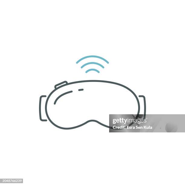 vr headset duocolor line icon design with editable stroke. suitable for infographics, web pages, mobile apps, ui, ux, and gui design. - augmented reality stock illustrations