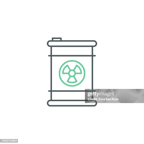 ilustraciones, imágenes clip art, dibujos animados e iconos de stock de diseño de icono de línea duocolor de residuos tóxicos con trazo editable. adecuado para infografías, páginas web, aplicaciones móviles, ui, ux y diseño de gui. - señal de advertencia radioactiva