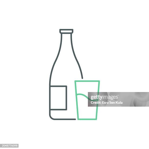 glass waste duocolor line icon design with editable stroke. suitable for infographics, web pages, mobile apps, ui, ux, and gui design. - drinking water infographic stock illustrations