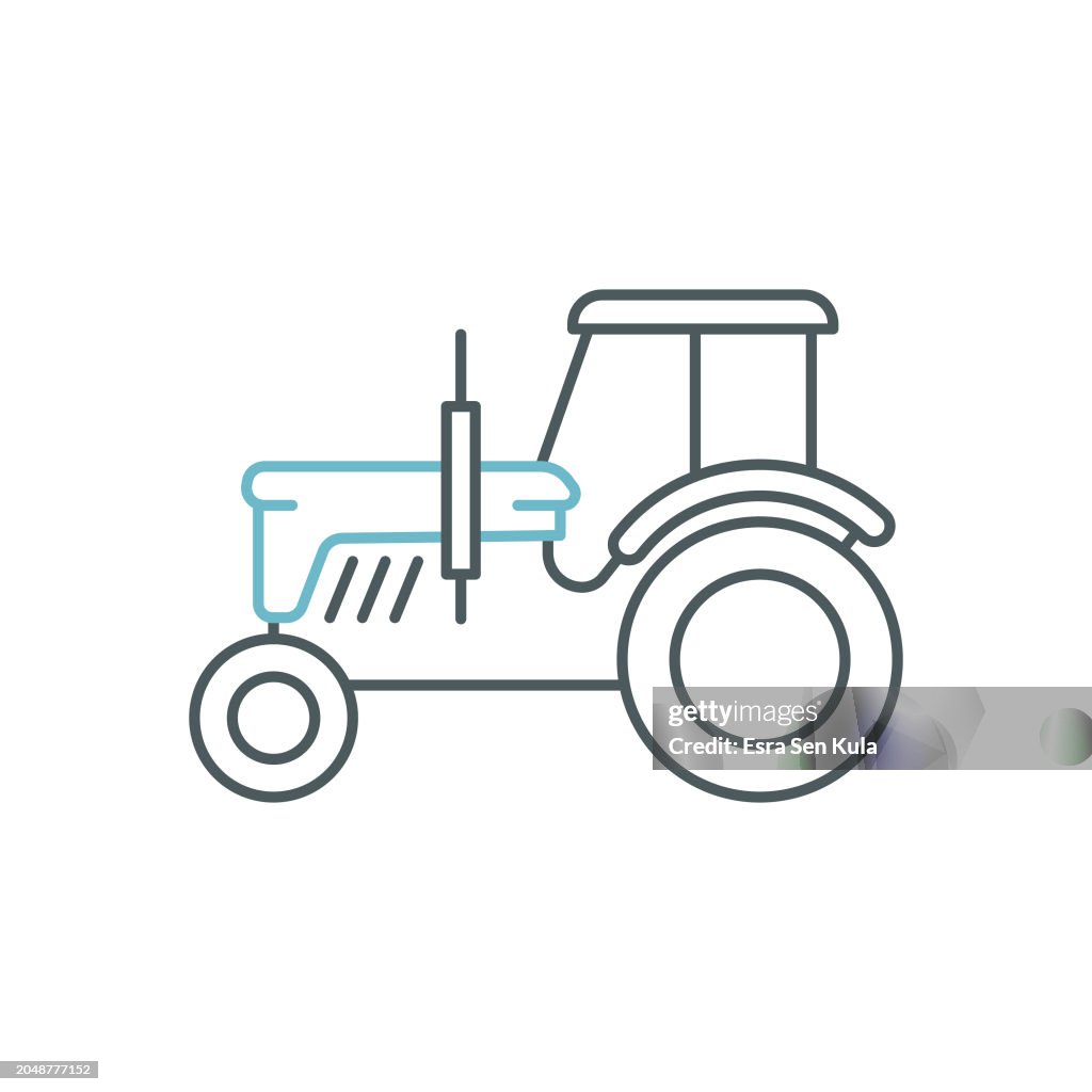 Tractor Duocolor Line Icon Design with Editable Stroke. Suitable for Infographics, Web Pages, Mobile Apps, UI, UX, and GUI design.