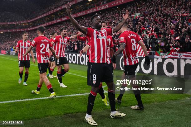 Iñaki Williams of Athletic Bilbao celebrates scoring the opening goal during the Copa del Rey Semifinal match between Athletic Club Bilbao and...