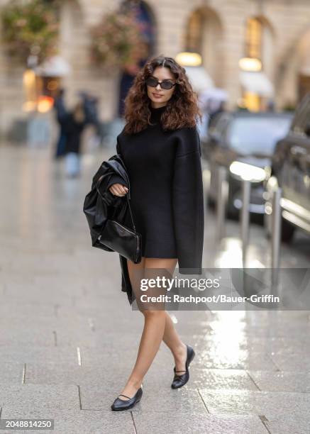 Emily Ratajkowski is seen on February 29, 2024 in Paris, France.