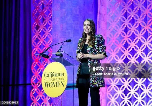 The Rt. Hon. Dame Jacinda Ardern, former Prime Minister, New Zealand speaks on stage during 2024 California Conference For Women at Santa Clara...