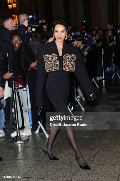 Farida Khelfa attends the Schiaparelli Womenswear Fall/Winter 2024-2025 show as part of Paris Fashion Week on February 29, 2024 in Paris, France.