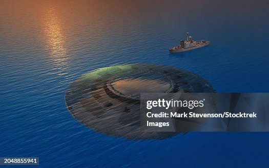 A patrol boat coming into contact with a USO, just under the water surface and of alien origin A patrol boat coming into contact with a USO, just under the water surface and of alien origin