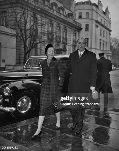 Clarissa Eden with her husband, British Prime Minister Anthony Eden walking in a street, London, March 9th 1956.