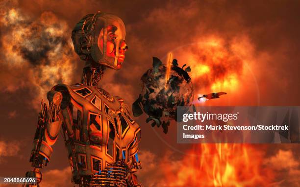 an highly advanced civilization escaping from their homeworld, as their sun turns nova - exploded view technology stock illustrations