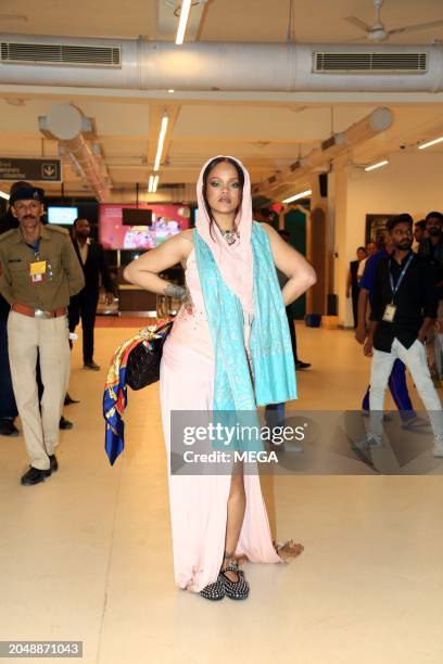 Rihanna is seen at Mumbai airport on March 1, 2024 in Mumbai, India.