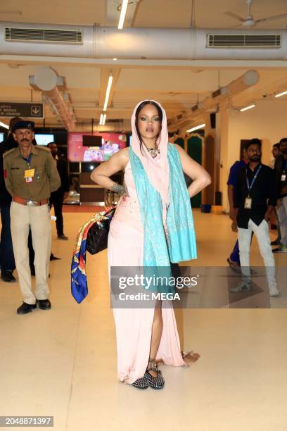 Rihanna is seen at Mumbai airport on March 1, 2024 in Mumbai, India.