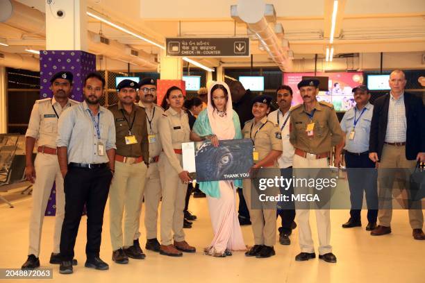 Rihanna is seen at Mumbai airport on March 1, 2024 in Mumbai, India.