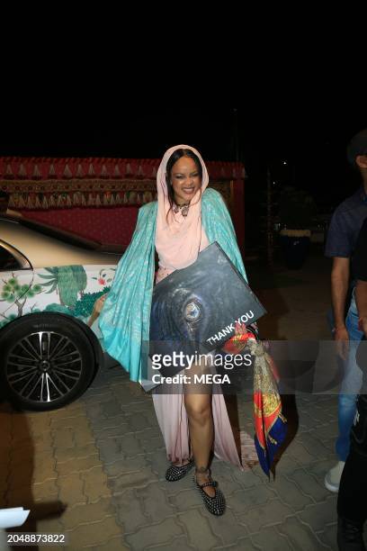 Rihanna is seen at Mumbai airport on March 1, 2024 in Mumbai, India.