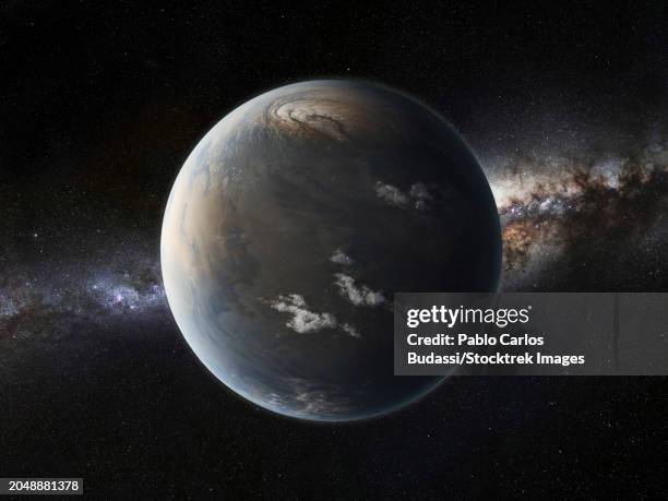 artist's impression of a mega-earth - astrobiology stock illustrations