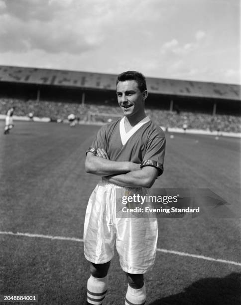 Chelsea Football Club striker Jimmy Greaves ahead of a League Division 1 match against Tottenham Hotspur FC at White Hart Lane, London, August 24th...