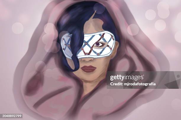 illustration of a beautiful woman wearing a venetian carnival mask - disguise stock illustrations