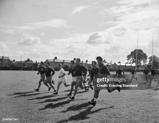The Romanian rugby union team in training during their tour of England and Wales, September 28th 1955.