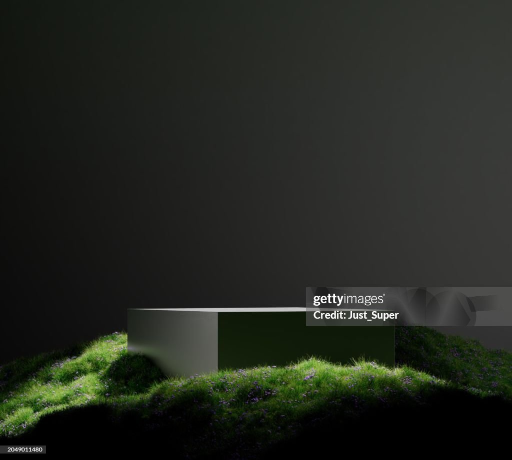 Product podium stage for mockup presentation, beige color, background
