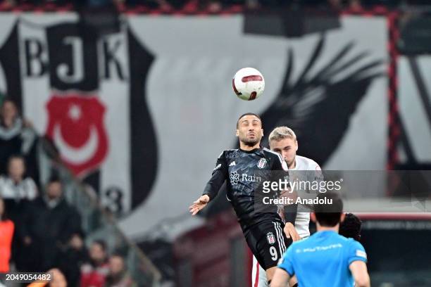 Cenk Tosun of Besiktas in action against Victor Nelsson of Galatasaray during the Turkish Super Lig 28th week match between Besiktas and Galatasaray...
