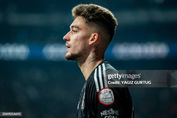 Ernest Muci of Besiktas seen in action during the match. Besiktas and Galatasaray faced each other in the Trendyol Super Lig , the match took place...