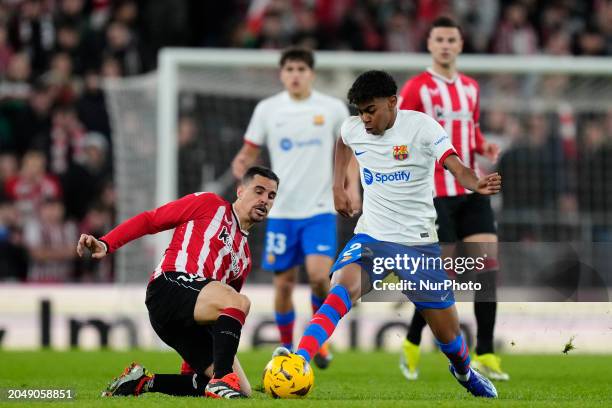 Lamine Yamal right winger of Barcelona and Spain in action during the LaLiga EA Sports match between Athletic Bilbao and FC Barcelona at Estadio de...