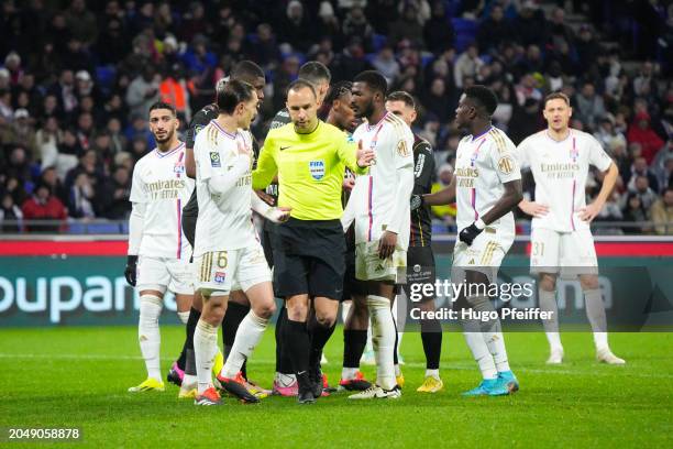 Said BENRAHMA of Olympique Lyonnais , Ainsley MAITLAND-NILES of Olympique Lyonnais Maxence CAQUERET of Olympique Lyonnais , Jerome Brisard...