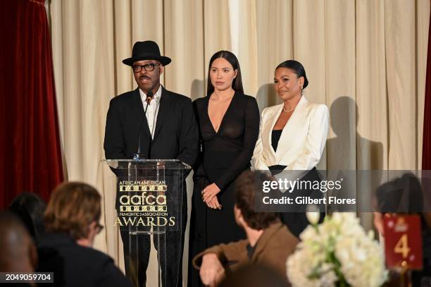 Courtney B. Vance, Jurnee Smollett and Nia Long speak onstage at the AAFCA Special Achievement Awards Luncheon held at the Los Angeles Athletic Club...